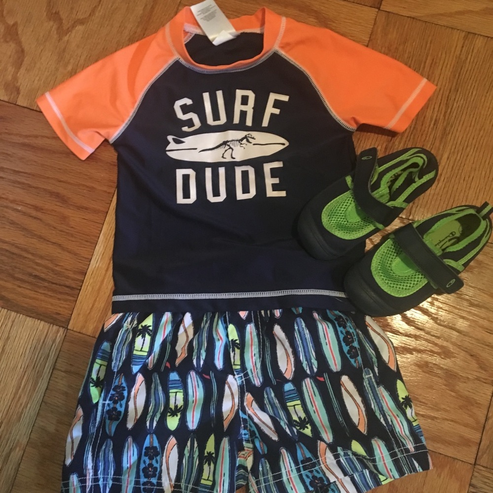 2t swim suit and water shoes
